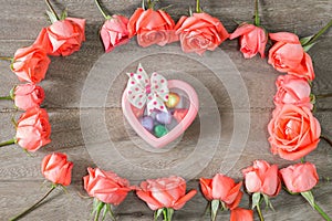 Romantic floral frame background. Valentines day background.