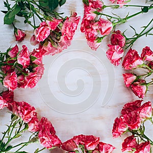 Romantic floral roses frame vintage background