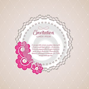 Romantic Flower Vintage Invitation Card Vector Background