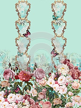 Romantic flowers baroque animal print