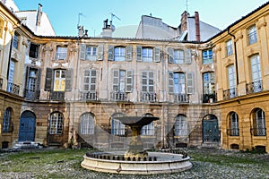 Romantic Fountain at Place D`Albertas in Aix-en-Provence