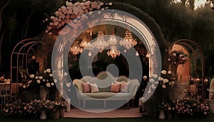 Romantic Garden Wedding Backdrop, Made with Generative AI