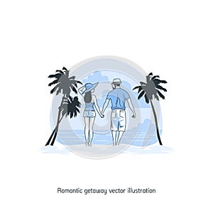 Romantic getaway, love vector illustration. Ui/Ux. Premium quality.