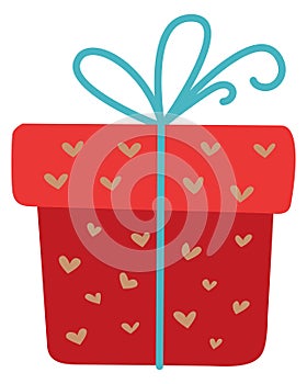 Romantic gift box. Cute present with heart symbol