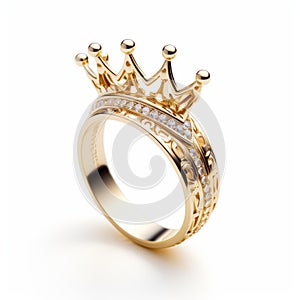Romantic Gold Crown Ring With Exquisite Detailing