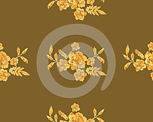 Romantic gold rose bouquet design pattern invitation template.