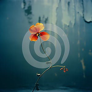 Romantic Graffiti: A Minimalist Flower Vase Captured In Blurry Analog Photograph