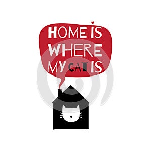 Romantic greeting card with quote about home. Home is where my c