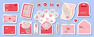 Romantic handmade mail and envelope sticker pack