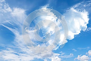 romantic Heart Cloud abstract blue sky and cloud nature background.