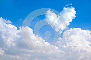 romantic Heart Cloud abstract blue sky and cloud nature background.