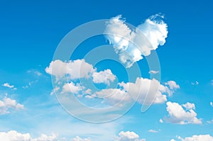 romantic Heart Cloud abstract blue sky and cloud nature background.