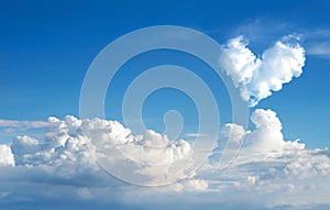 romantic Heart Cloud abstract blue sky and cloud nature background.