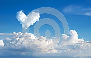 romantic Heart Cloud abstract blue sky and cloud nature background.