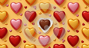 Romantic Heart Pattern with Chocolate Praline for Valentine's Day