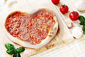 Romantic Heart Shaped Italian Pizza Margherita