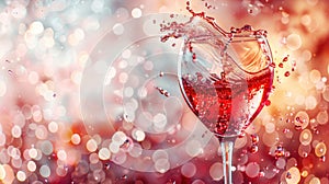 Romantic Heart-Shaped Toast of Red Wine Splashing