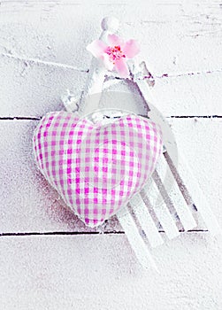 Romantic Heart On snowy Boards