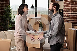 Romantic homeowners feeling happy about household relocation