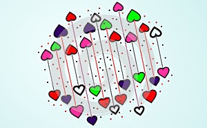 Multi coloured hearts abstract