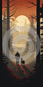 Romantic Illustration Poster: Forest, Caninecore, Everyday Life