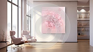Romantic Impressionism: Pink Painting Adds Subtle Elegance To Office Decor