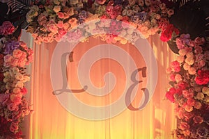 Romantic indoor decoration with fresh flowers for weddings, fiancÃ©s, ceremonies