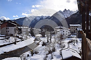 Landscape with snow in Forni di Sopra photo