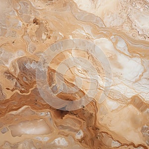 Romantic Landscape Vistas: A Close View Of Slimy Marble With Brown Color And Swirls