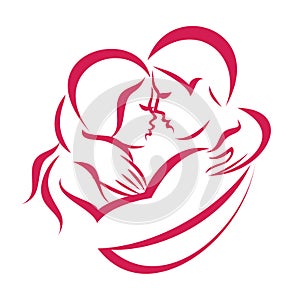 Romantic love couple icon