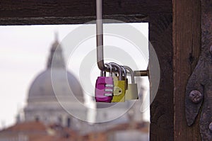 Romantic love locks in Venice