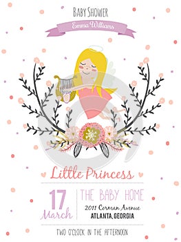 Romantic and lovely baby shower card for girl