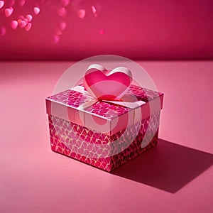 Romantic luxury gift box, pink color theme with hearts