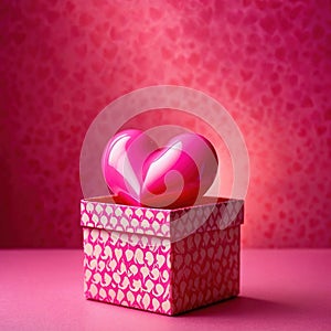 Romantic luxury gift box, pink color theme with hearts