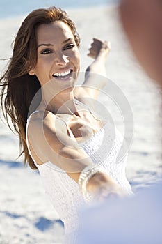 Romantic Man and Woman Couple Dancing On Beach