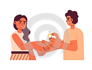 Romantic marriage proposal flat concept vector spot illustration
