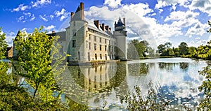 Romantic medieval castles of Loire valley - beautiful Le Plessis-Bourre, France