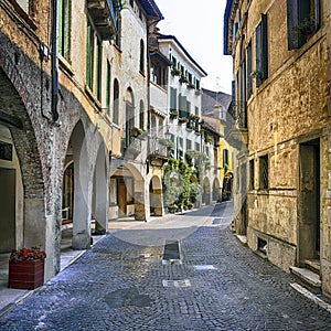 Romantic medieval towns of Italy, Old charming streets of Asolo town. Veneto