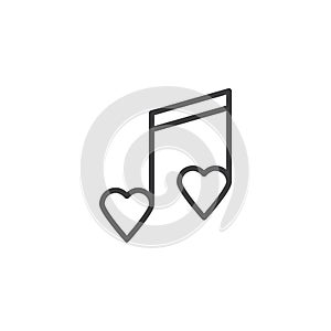 Romantic melody note line icon