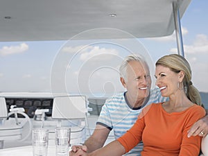 Romantic Middle Aged Couple On Yacht