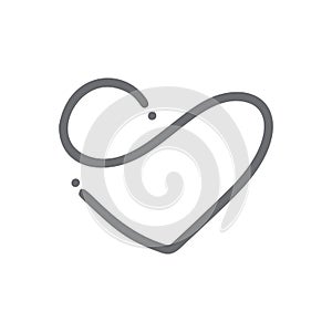 Romantic monoline infinity calligraphy vector Heart love sign. Hand drawn icon of valentine day. Concepn symbol for