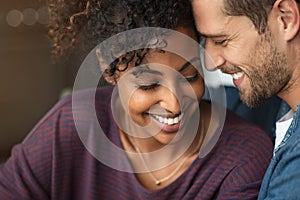 Romantic multiethnic couple in love