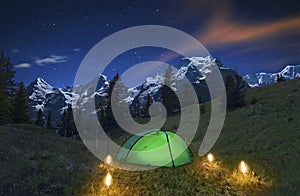 Camping in the Swiss Alps photo