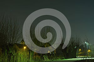 Romantic nightscene , pathway , pedestrian road at night