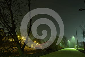 Romantic nightscene , pathway , pedestrian road at night photo