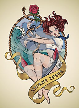 Romantic old-school tattoo - Stormy Lover