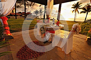Romantic outdoor dining setup