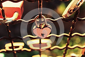 Romantic Padlocks with sunset light