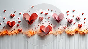 Romantic Paper Hearts with Artistic Design Generative AI photo