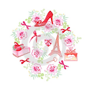 Romantic Paris vector design set